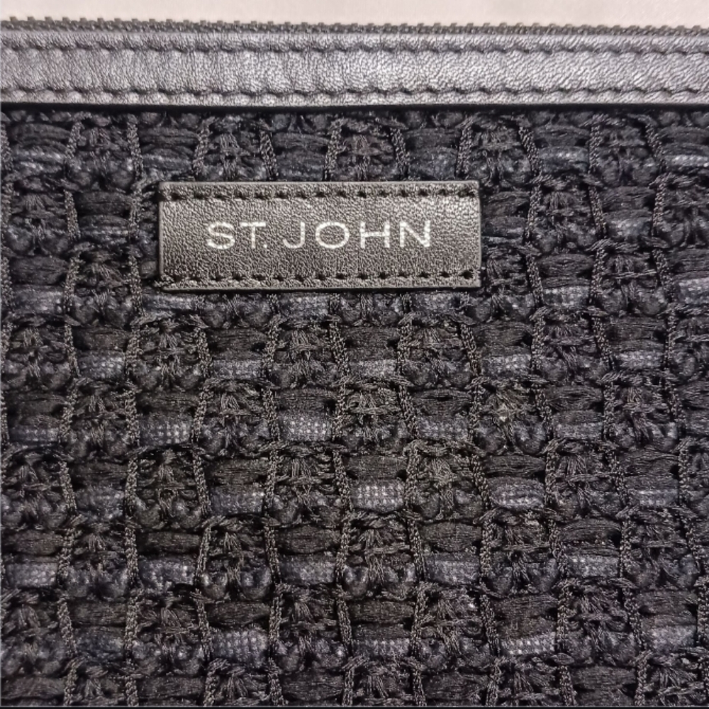 St. John Knits Wool Blend Leather Trim Clutch Flat Bag - Picture 4 of 8